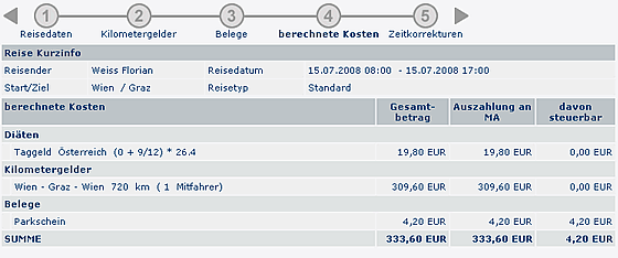 reiseabrechnung_berechnete kosten